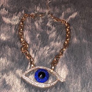 Cleopatra Blue Eye Silver/Gold Necklace
